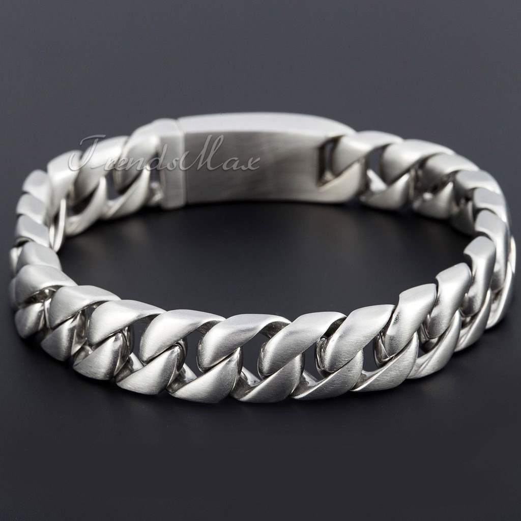 Ahappy Men's 24mm Wide Curb Chain Bracelet - 21.5cm (8.46"), 316L Stainless Steel In Gold Or Silver - View #14