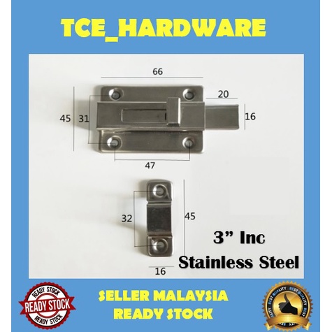 Stainless Steel Door Bolts Latch Slug Sliding Door Lock Security Safety ...