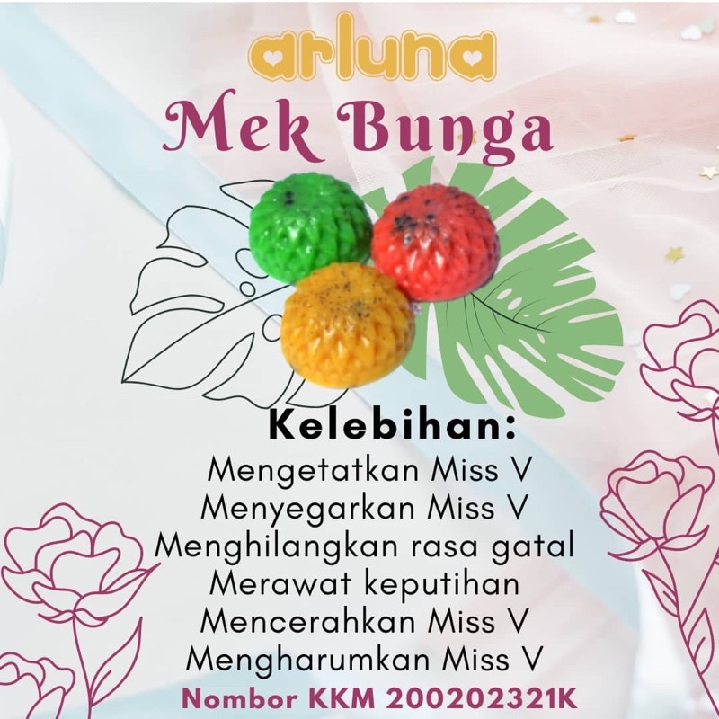 💯 ORIGINAL HQ 🌼MEK BUNGA ARLUNA ‘MISS V SOAP’ | Shopee Malaysia