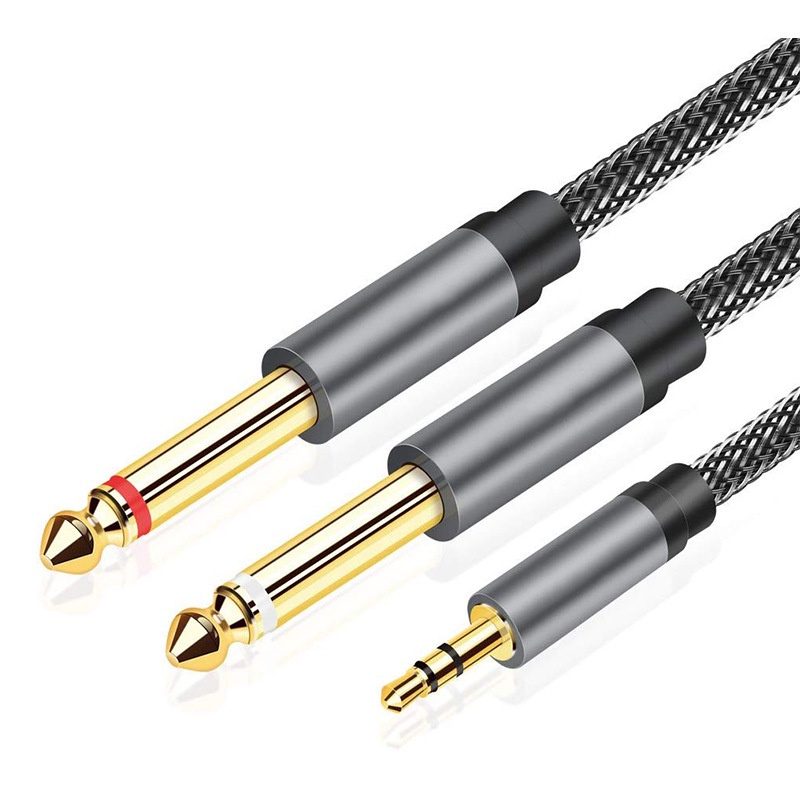 3.5mm to Dual 6.35mm Audio Cable Stereo Aux Y Splitter for Phone Laptop ...