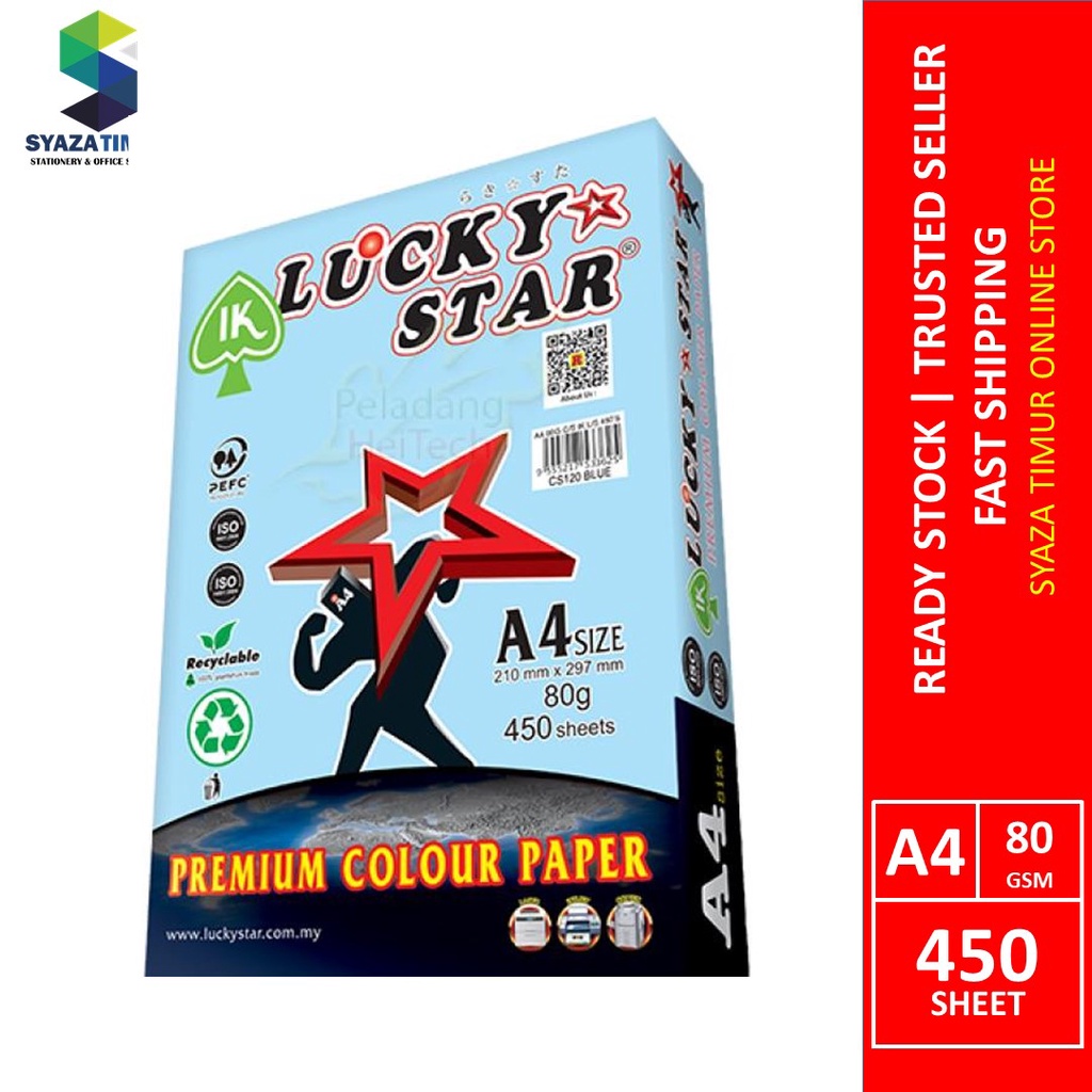 [ST-GR MY] Paper Colour A4 80GSM Lucky Star Premium Colour CS120 Blue