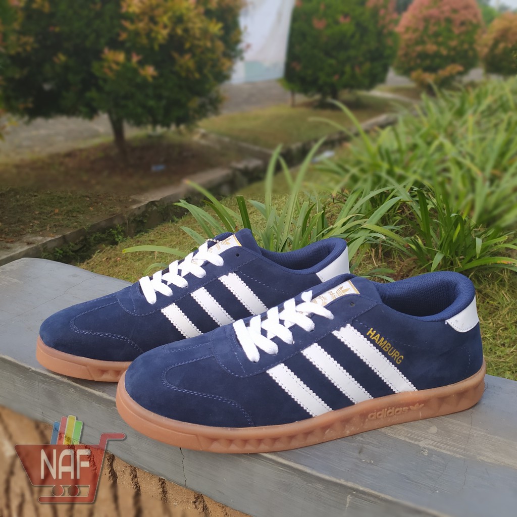 Adidas HAMBURG NAVY BLUE FREE BOX SNEAKERS Shopee Malaysia