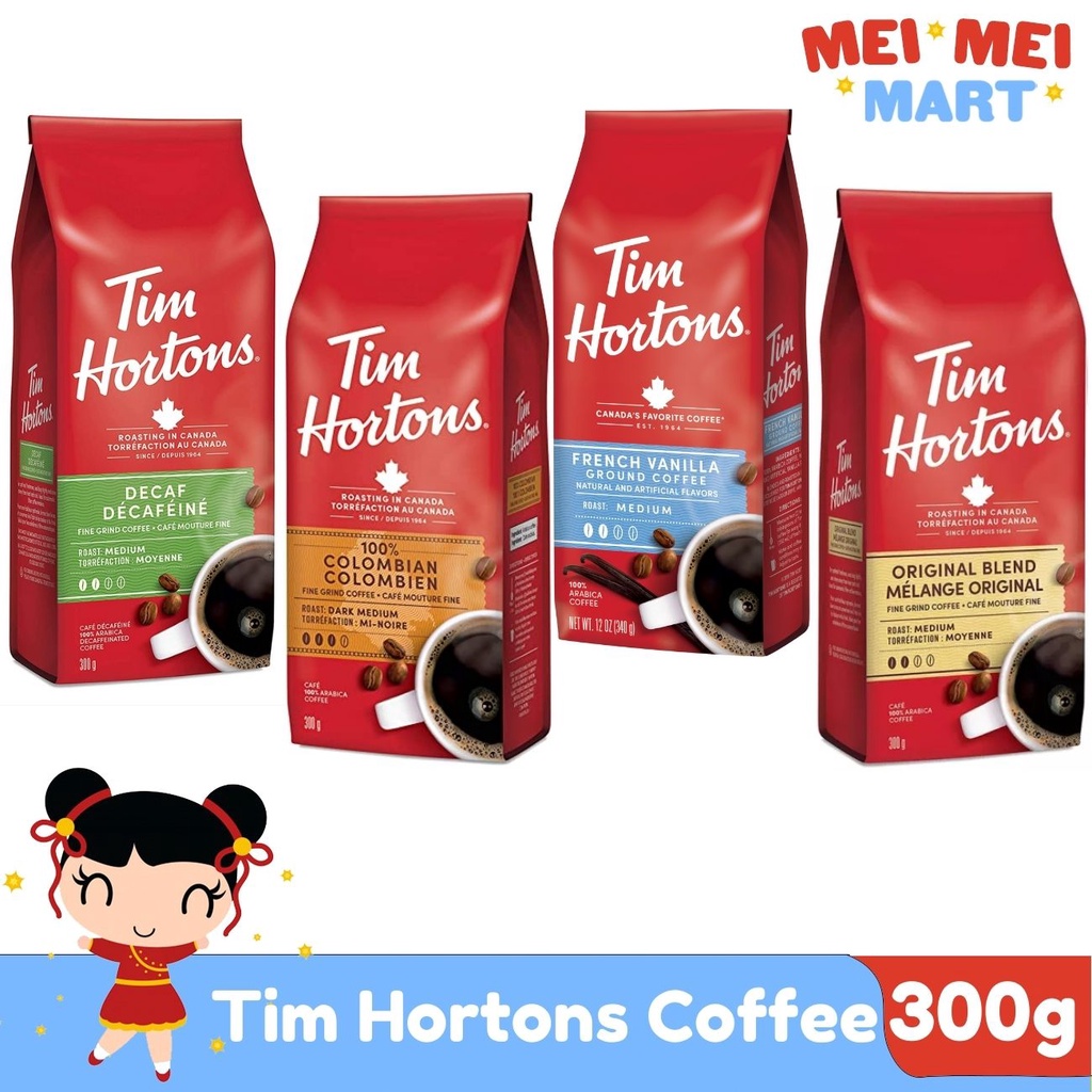 Tim Hortons Ground Coffee Decaf Colombian Blend French Vanilla 300g