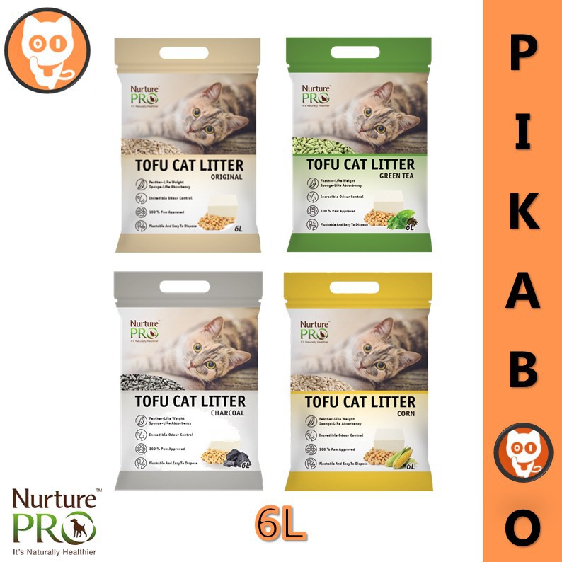 Nurture Pro Tofu Cat Litter 6L ( Original , Charcoal , Corn , Green Tea