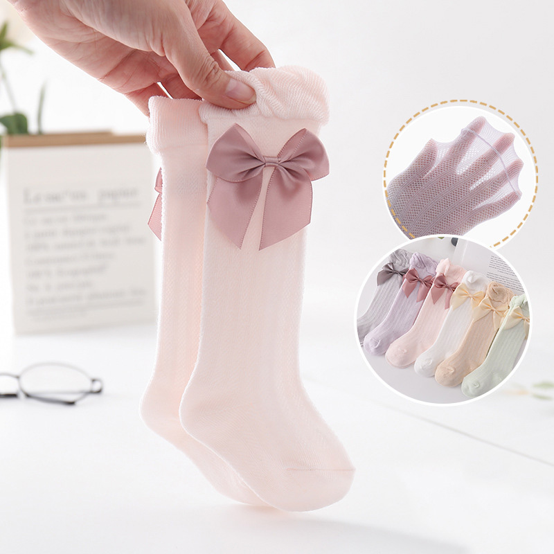 Baby long socks with bows cheap