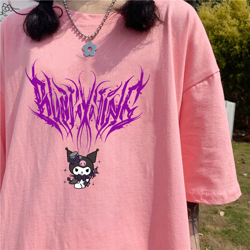 Camiseta Feminina Kuromi Com Estampa De Desenho Japonês Harajuku Hello Kitty  Kawaii