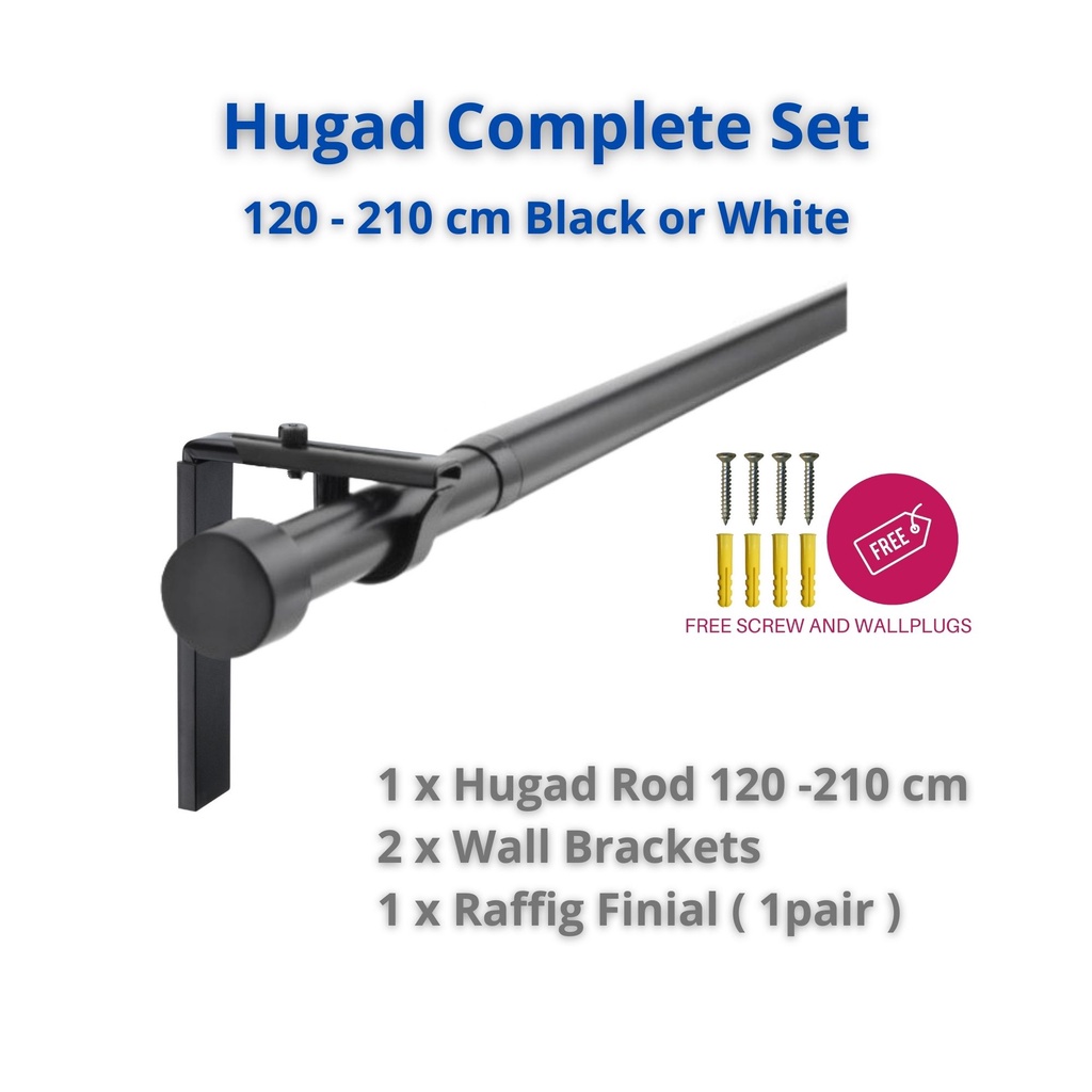 Ikea Racka Hugad , RACKA/HUGAD white 210-385 cm curtain rod set – AEODKK
