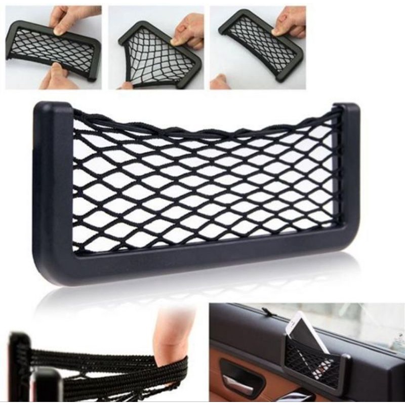 Universal Car Seat Side Back Storage Net Bag Phone Holder Pocket 