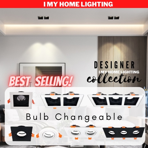Single Double LED Eyeball Light Casing Downlight Spotlight Square ...