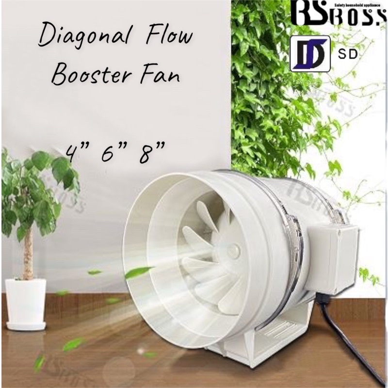 [Ready Stock] BSBOSS / SD Brand 4/6/8 inch Inline Duct fan Diagonal ...