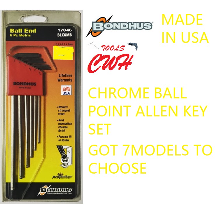 SATA / BONDHUS CHROME BALLPOINT HEX ALLEN KEY SET L-WRENCH HEXAGON ...