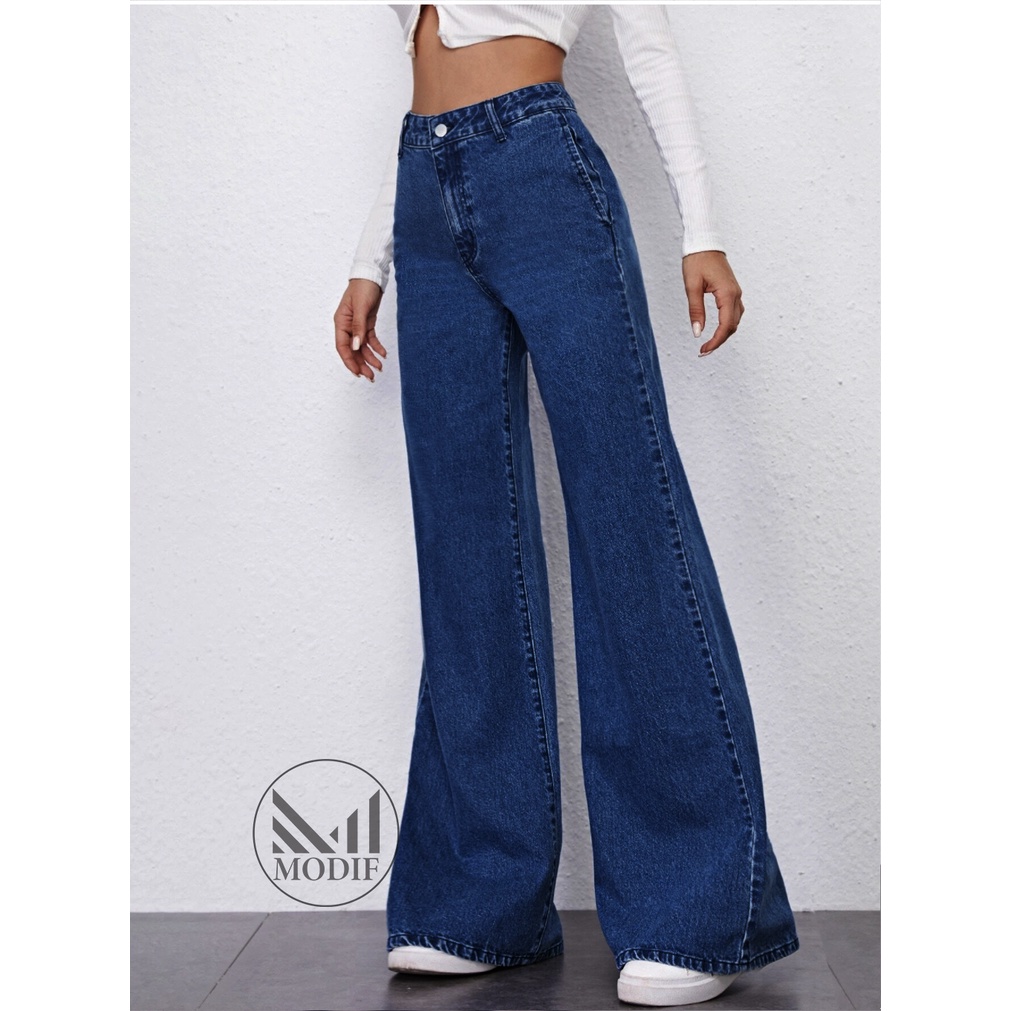 palazo jeans pant for women wide leg high waist denim jeans ladies ...