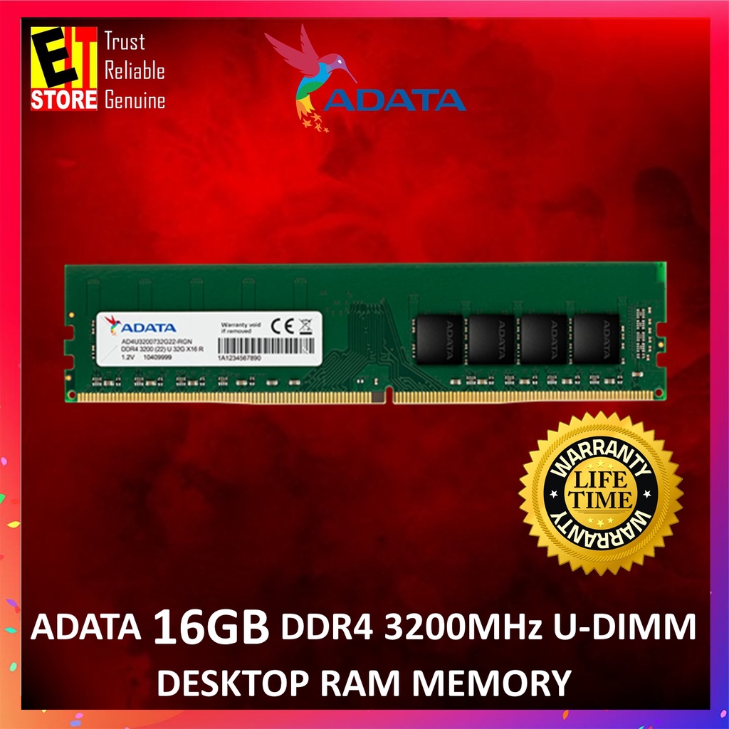 ADATA 16GB DDR4 3200 U-DIMM MEMORY / PC RAM (AD4U3200716G22RGN) PC