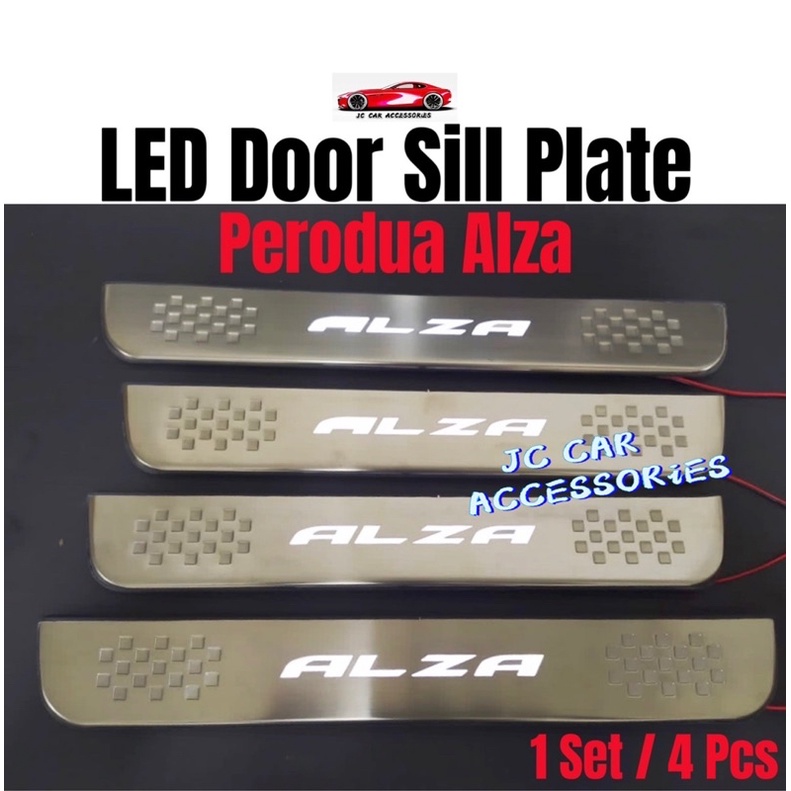 Perodua Alza Door Sill Plate Door Step Led 1 Set 4 Pcs Shopee Malaysia