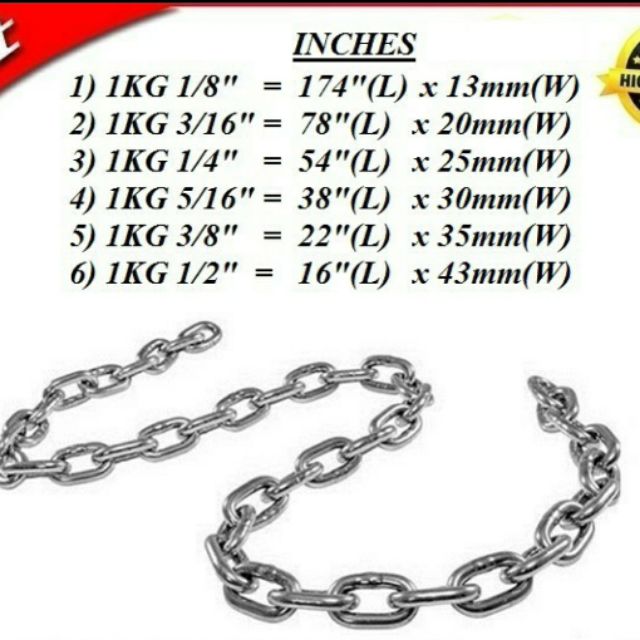 1 KG Galvanized Metal Link Chain / Besi Rantai Besi | Shopee Malaysia