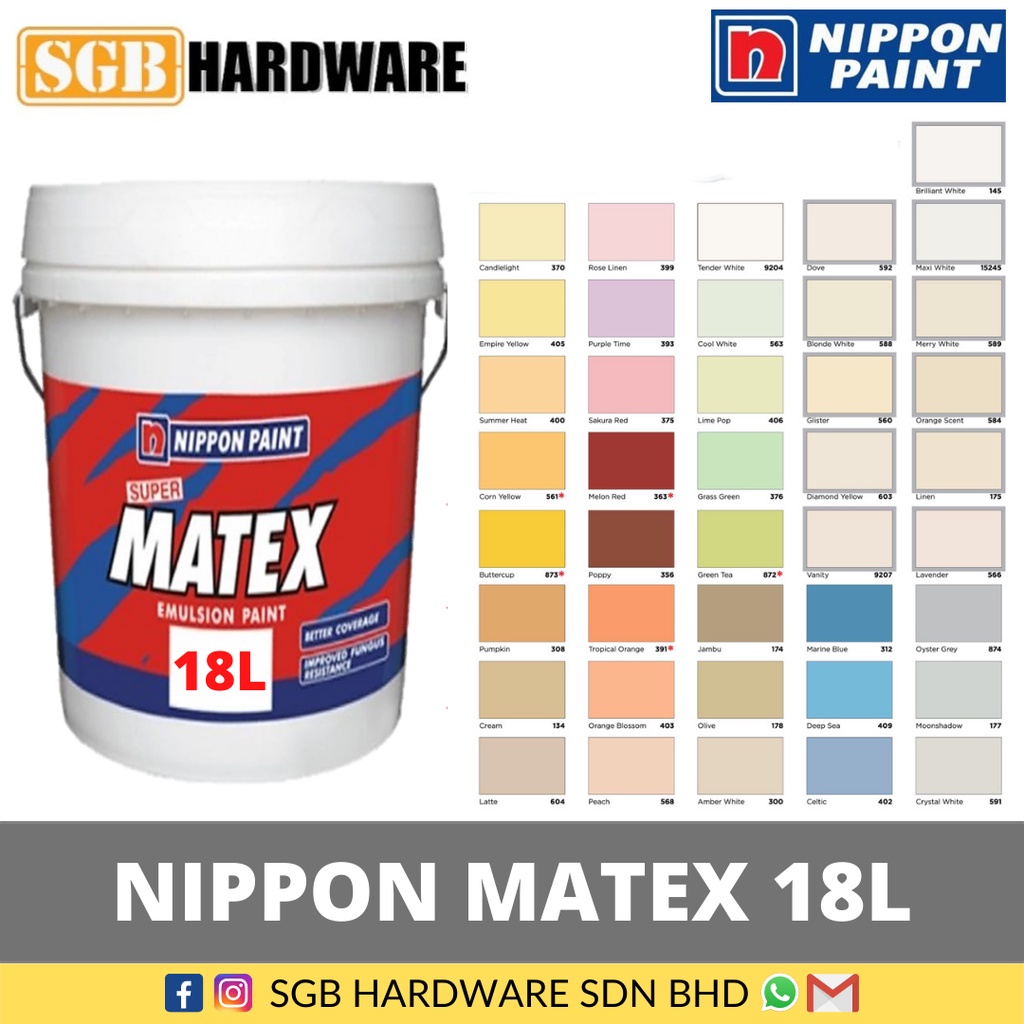 NIPPON MATEX 18 Liter / EMULSION PAINT 18L / CAT DINDING / AIR KAPUR/ NIPPON EASYCOAT 18L