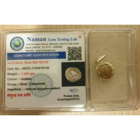 Natural Machh Mani Stone With Silver Locket & Lab Test Certificate ...