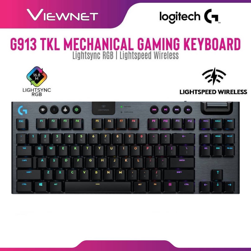 Logitech G913 Tenkeyless Wireless RGB Mechanical Gaming Keyboard