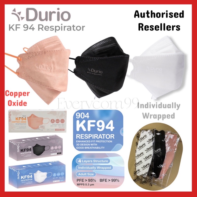 Durio KF94 Respirator Surgical Face Mask Copper Oxide /Black/White