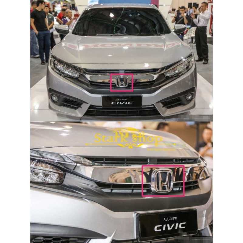 Front Grille Chrome H Emblem For Honda Civic 2016-2021 | Silver Badge Logo With Mounting Pins & Adhesive