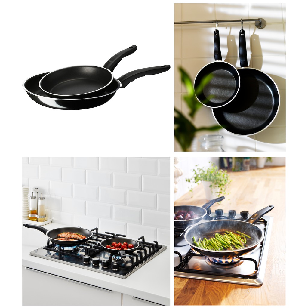 KAVALKAD Frying pan, set of 2, black - IKEA