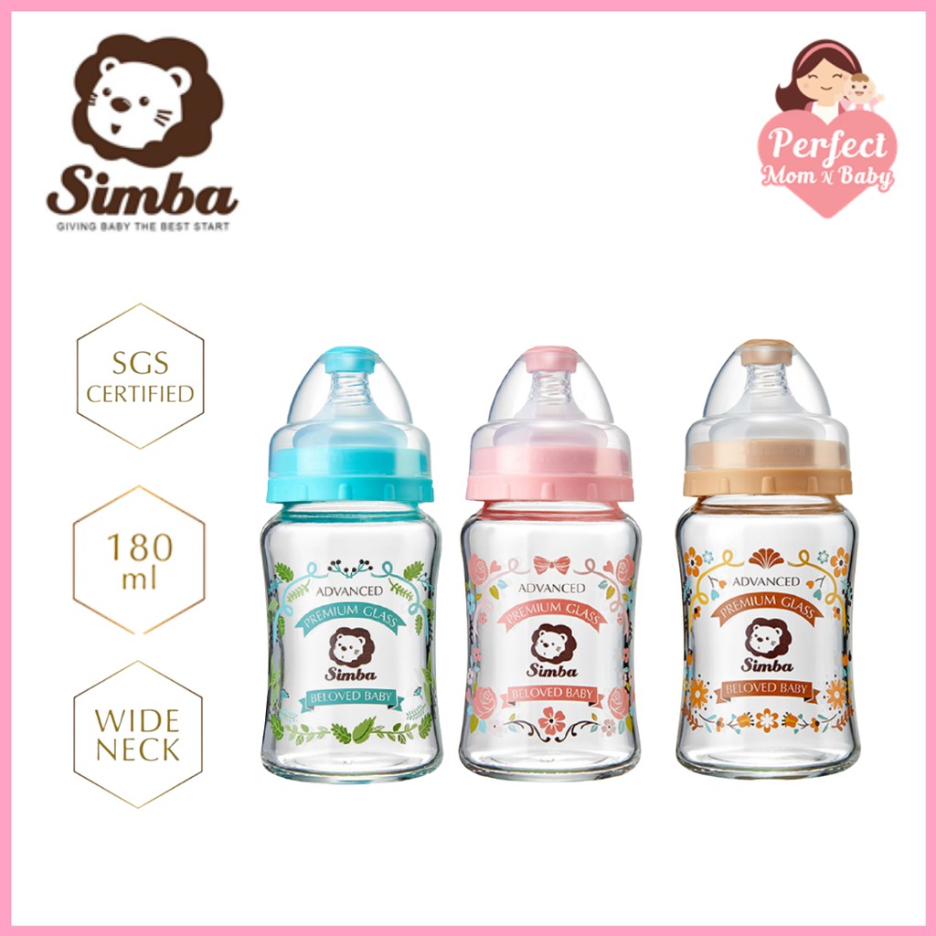 Simba Crystal Romance Wide Neck Glass Feeding Bottle - 180ml | Shopee ...