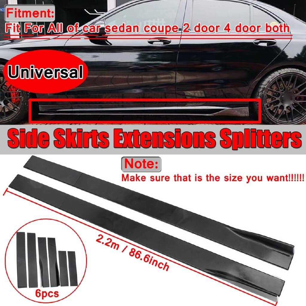 90.5'' BLACK Universal Lower Side Skirts Body Kit Rocker Panel ...