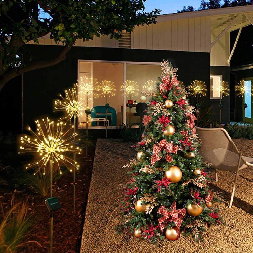 Waterproof Outdoor Solar Fireworks Lights Copper Wires String Starburst ...