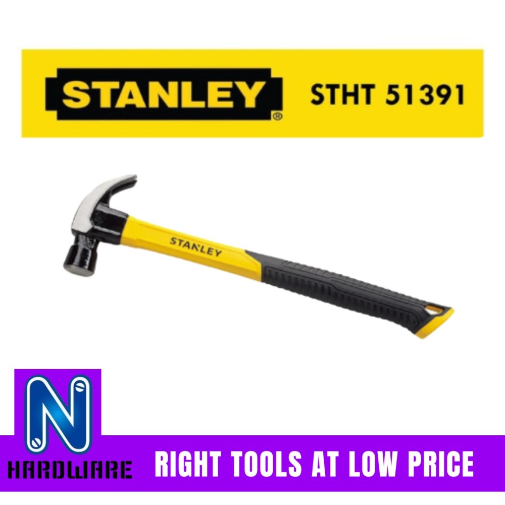 [100 ORIGINAL] STANLEY FIBRE HANDLE CLAW HAMMER 27MM STHT 51391