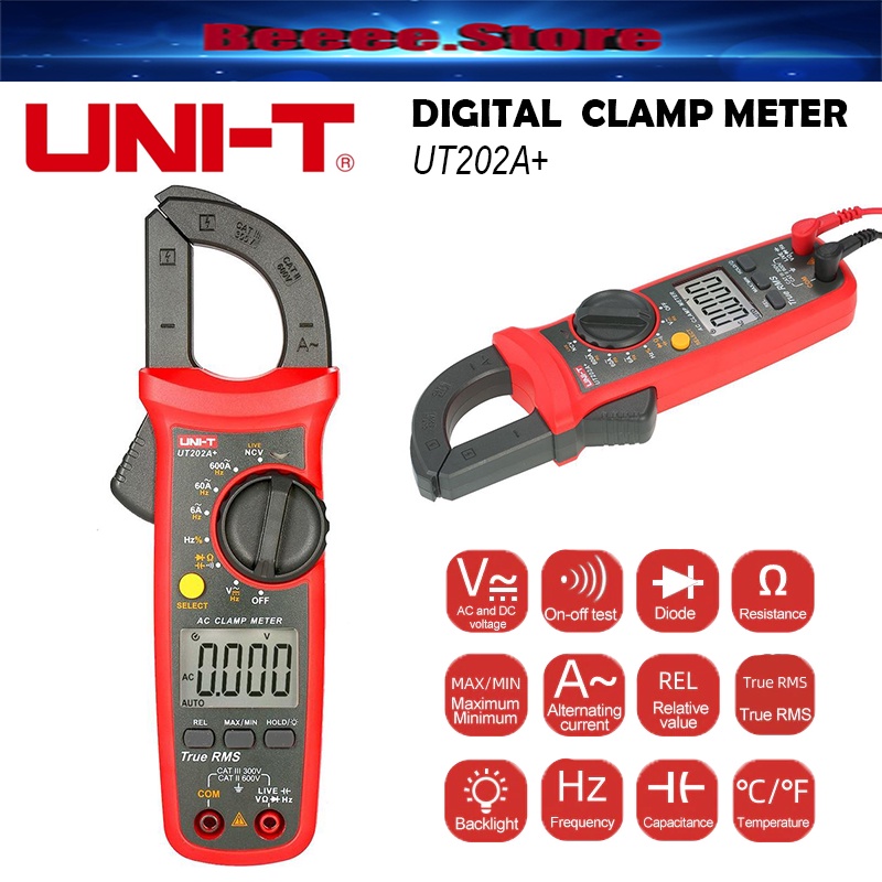 UNI-T UT202A+ 6000 Counts Digital Clamp Meter True RMS Multimeter Clamp ...