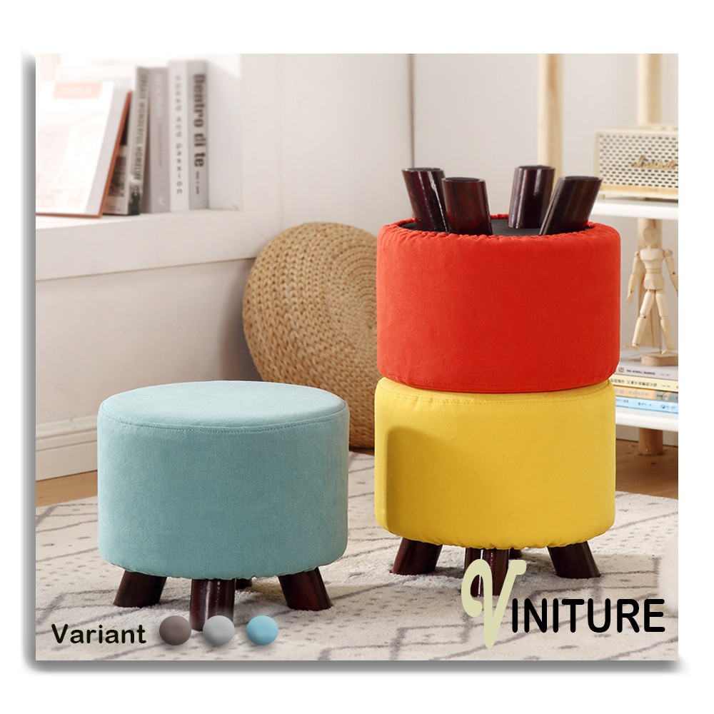 STANDARD Round Soft Cushion Wooden Ottoman Stool Chair 4 Legged Round   87e21e7bbb30fd04dfdf05cc19bd3456