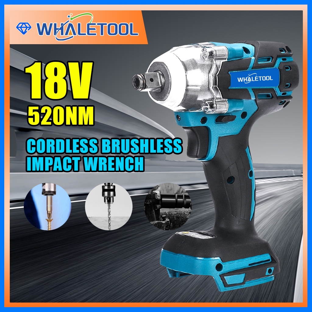 18V 520Nm Electric Brushless Impact Wrench Cordless 1 2 Socket Wrench Power Tool For Makita Battery Shopee Malaysia