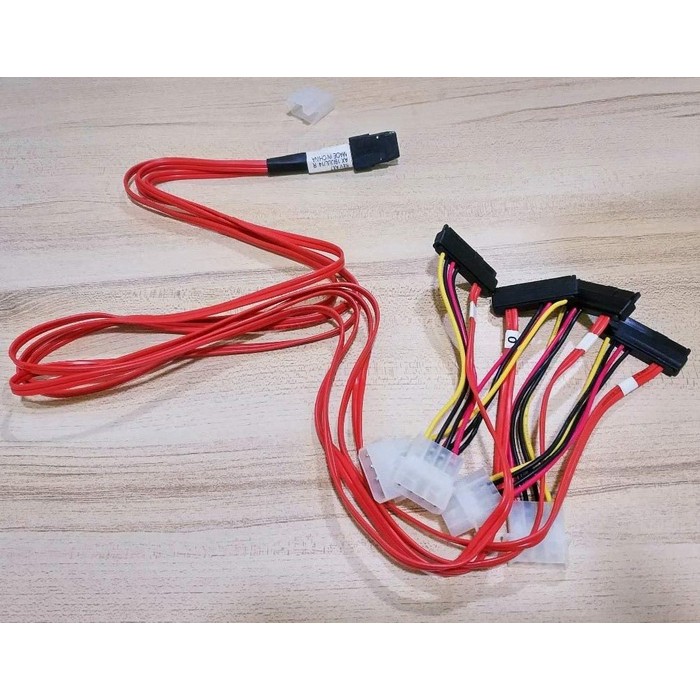 Mini SAS SFF8087 to (4) SFF8482 29pin SAS Drive cable with 4pin