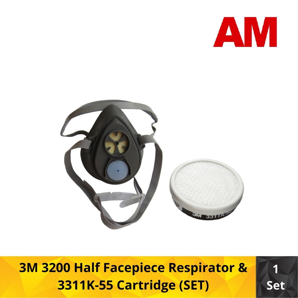 3M 3200 Half Facepiece Respirator & 3311K-55 Cartridge (SET) | Shopee ...