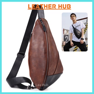 Malaysia Stock] 🇲🇾 Men's Leather Waist Pouch Chest Bag Cross