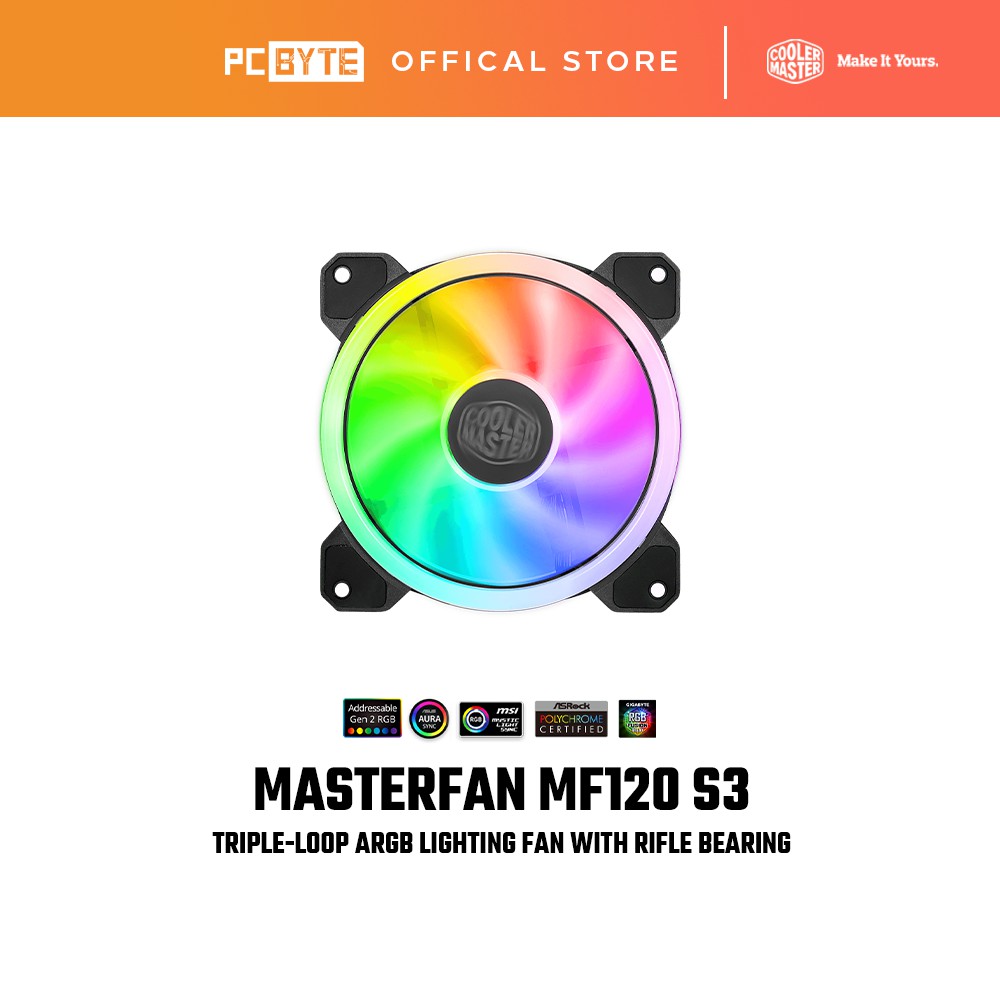 Cooler Master MasterFan MF120 S3 Addressable RGB 120mm Case Fan ...