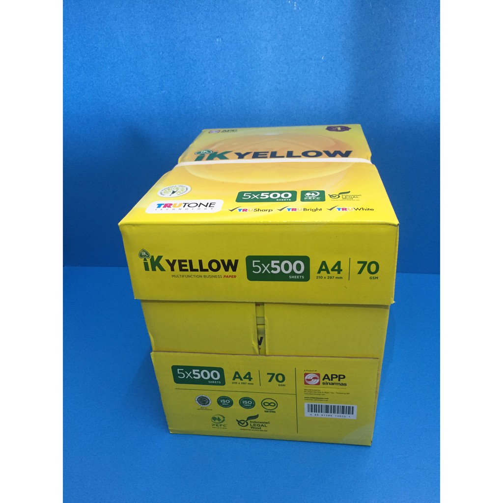 Ik Yellow A4 Paper 70 GSM 500 Sheet 5 Reams/Carton | Shopee Malaysia