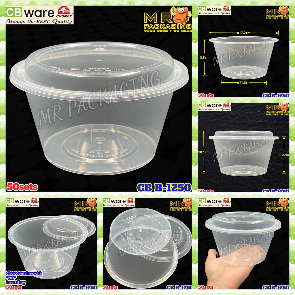 CB R1250 Compartment Black / Clear Round Container with Dome Lid ...