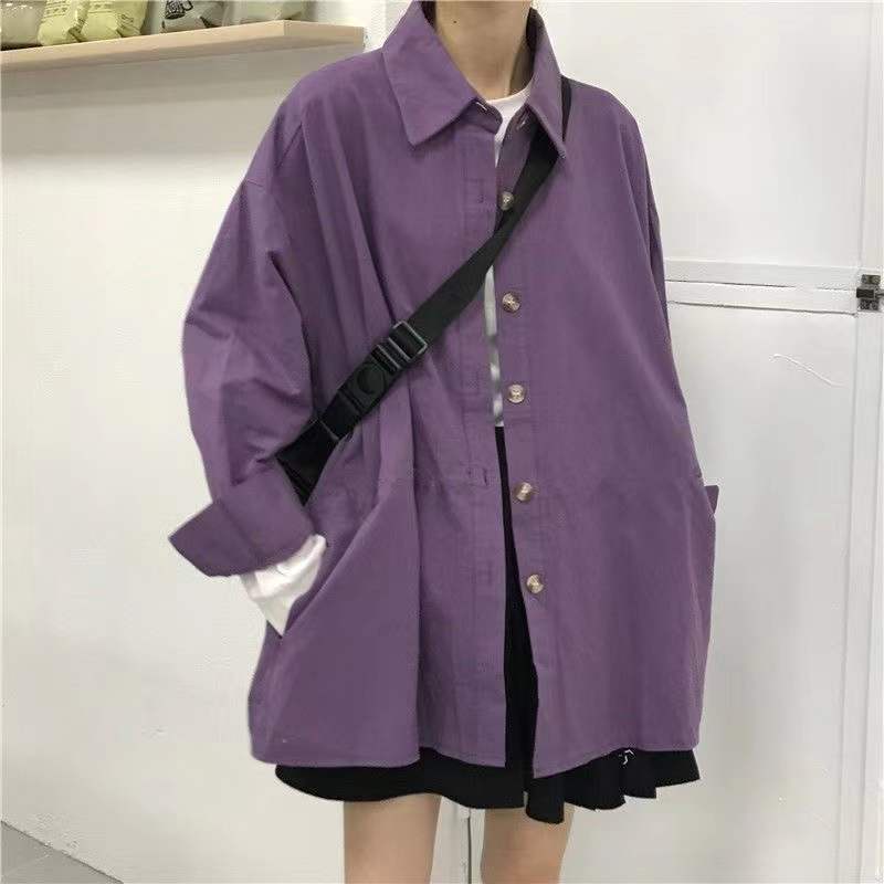 Korean Style Women Ladies Loose Vintage Plaid Long Sleeve Shirt Blouse ...