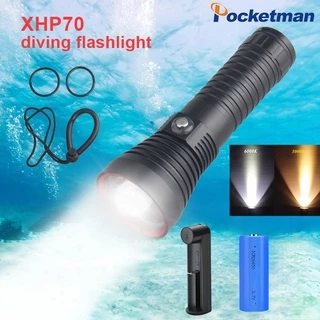 6000 Lumens XHP70.2 LED Diving Flashlight Fish Fishing Flashlight Submarine  Light