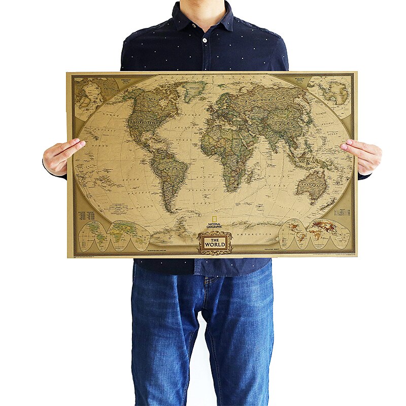 DLKKLB Vintage Retro Matte Kraft Paper World Map Antique Poster Wall ...