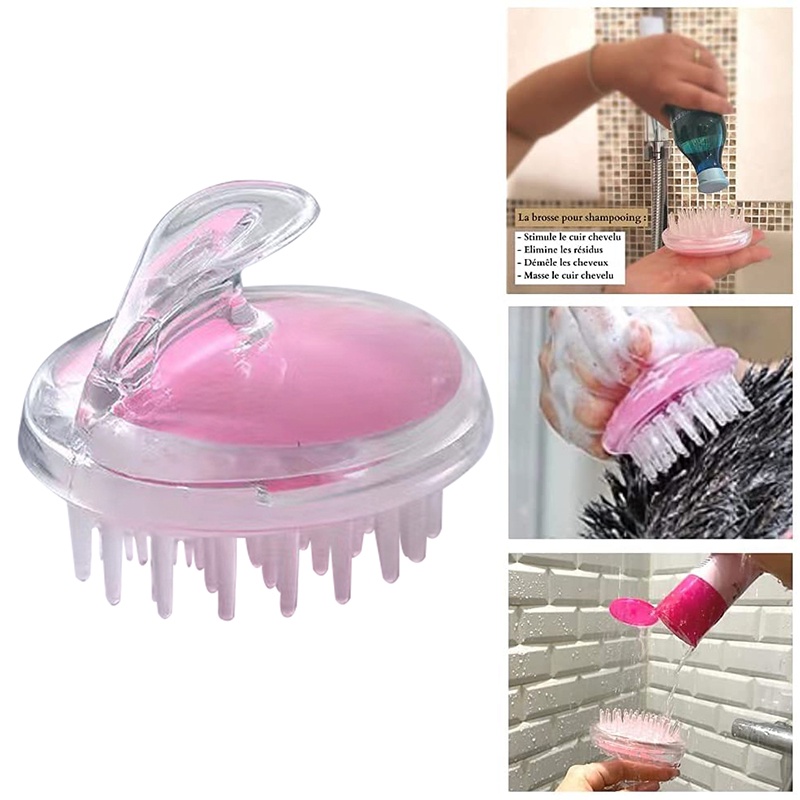 Crystal Transparent Shampoo Massage Brush Bath Brush Comb With Handle 