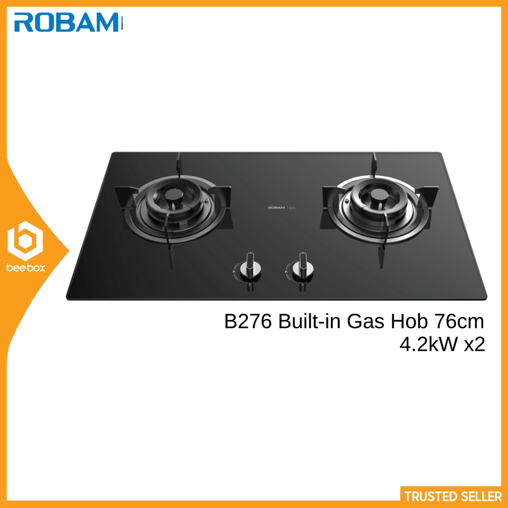 Robam B276 Built-in Gas Hob 76cm Black Tempered Glass 4.2kW Power ...