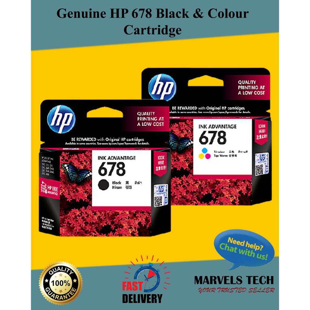 Genuine HP 678 Black & Colour Cartridge (Original, Today Ship Out