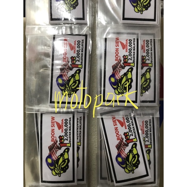 Sticker 2 Million 1st Boon Siew Buatan Malaysia Ekor Belakang Honda 2