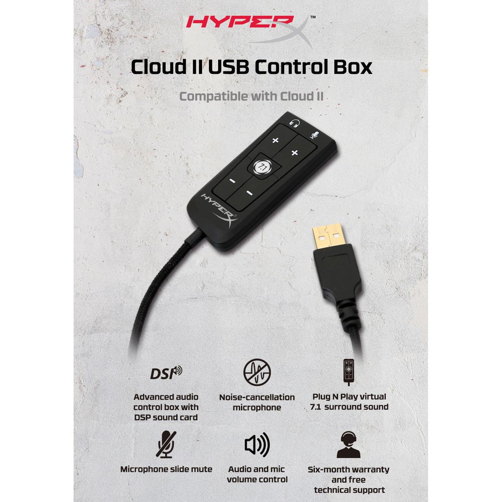 HyperX Spare Parts Cloud II USB 7.1 Audio Dongle Control Box HXS HSDG1