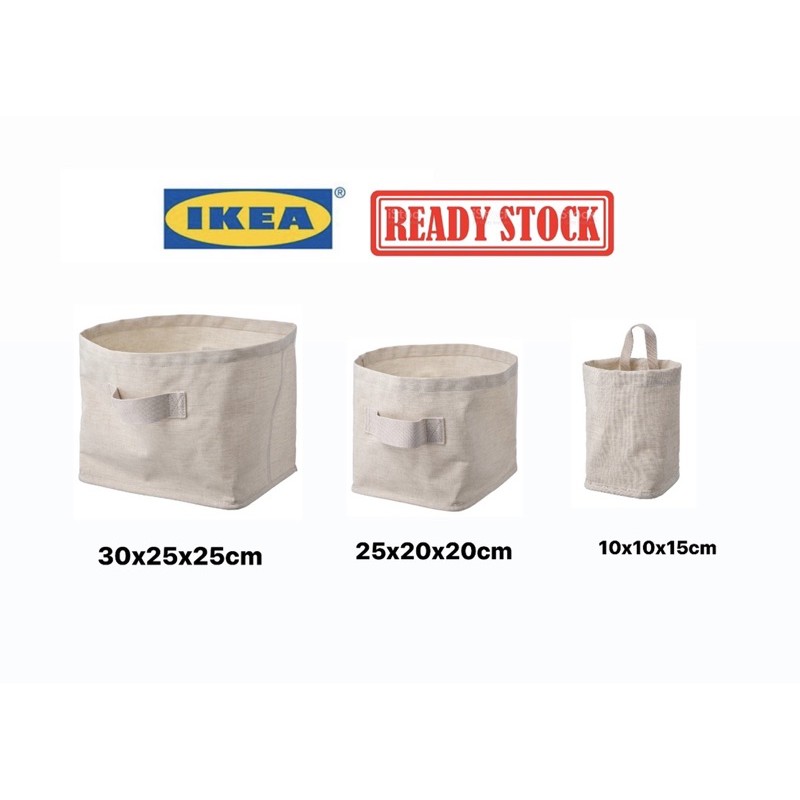 Panier Rangement IKEA PURRPINGLA - Textile Beige 25x20x20 Cm - Neuf Pliable