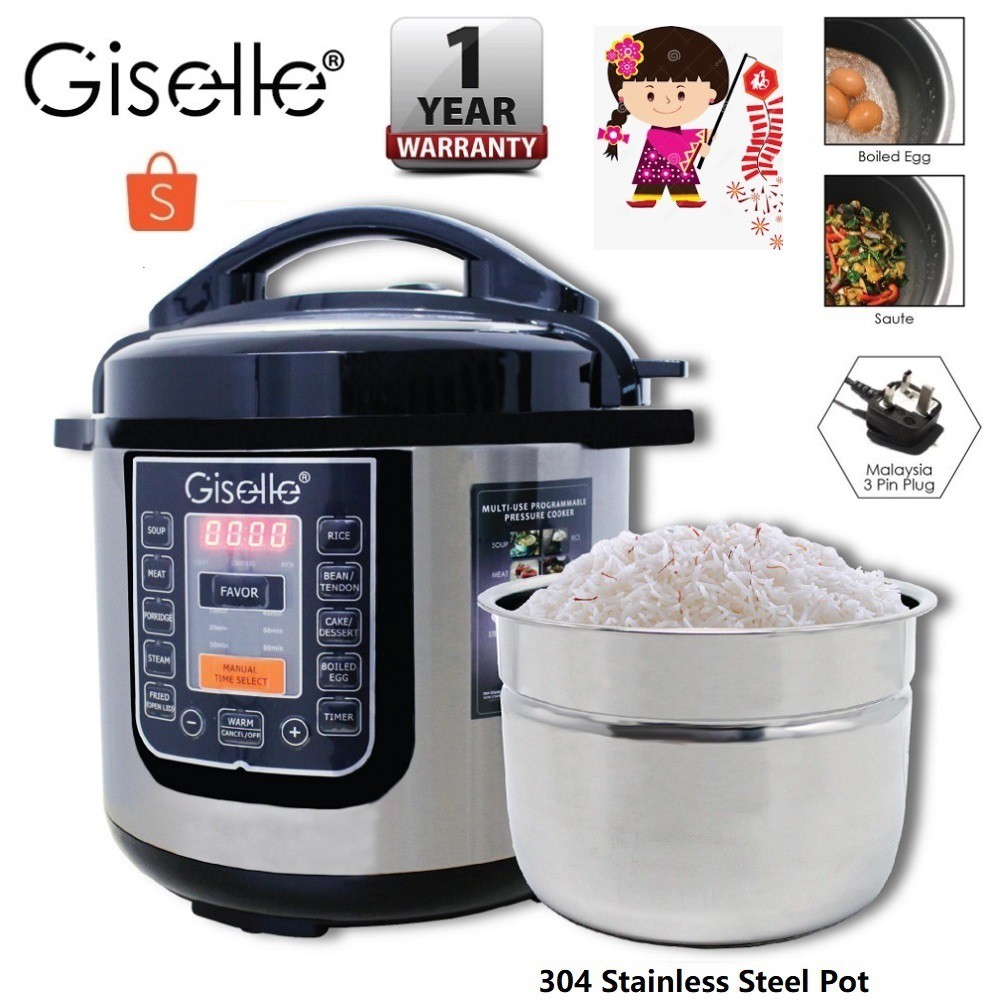 Giselle 6L Pressure Cooker 14 Programs Non Stick 304 Stainless Steel Pot