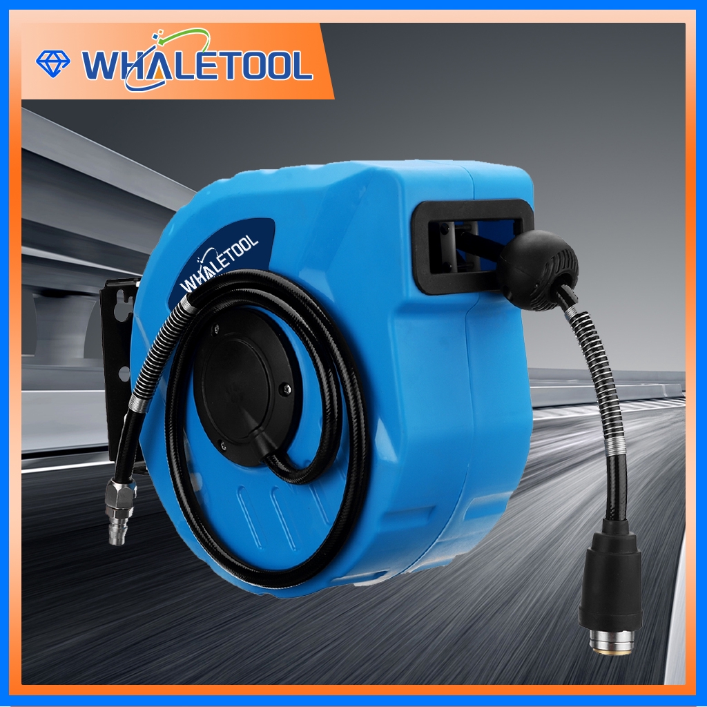 1/4" 10M Retractable Air Hose Reel with Auto Rewind, Heavy Duty Roller