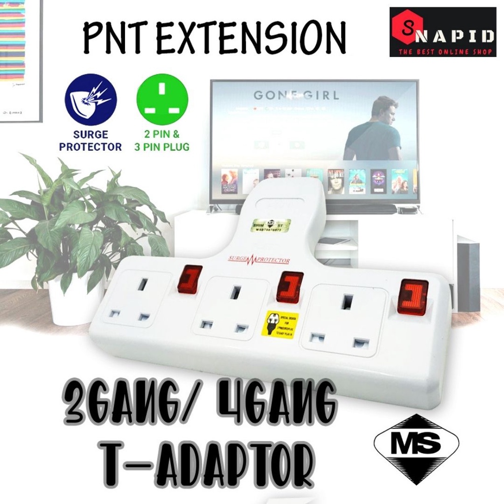 PNT 3 Way & 4 Way Multi Adapter Socket With Led Indicator & Surge ...